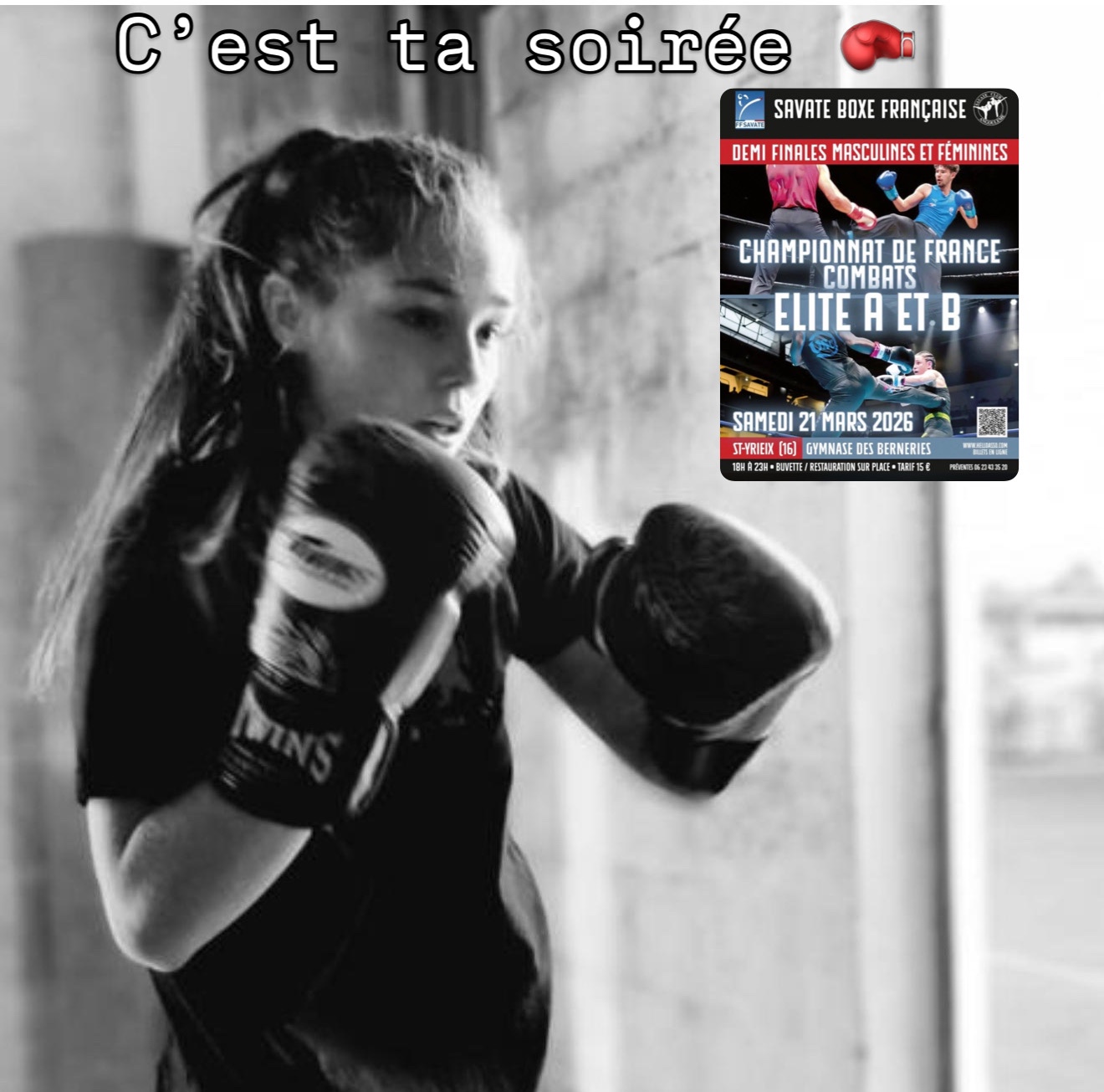 Boxeuse du Cercle avant une soirée de championnat